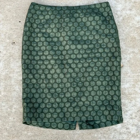 Anthropologie Maeve Green Silk Pencil Skirt Women’s Size 6 Midi High Waist - Picture 2 of 6